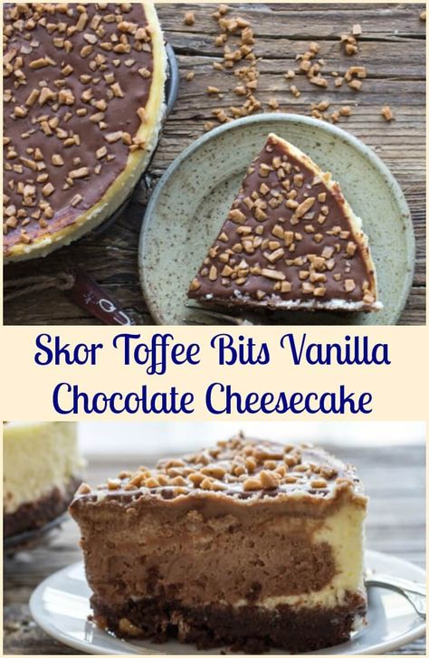 Skor Cheesecake, Easy Chocolate Cheesecake, Toffee Chocolate, Chicory Recipe, Dinner Favorites, Baking Goods, Toffee Bits, Easy Cheesecake Recipes, Chocolate Toffee