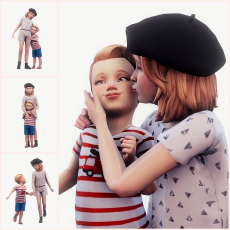 Poses Sims 4, Toddler Hair Sims 4, Toddler Poses, Ts4 Poses, Sims 4 Family, 4 Poses, Bff Poses, Sister Poses, Sibling Poses