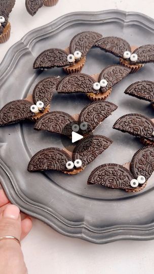 6.2M views · 19K reactions | These Peanut Butter Oreo Bats make the ultimate Halloween treat! They're a fun activity for kids and a festive addition to your next fall gathering.🦇🎃👻✨Ingredients✨ ﻿﻿Mini Reese's Peanut Butter Cups, Oreo cookies (reg or gluten-free), ﻿﻿Candy eyes, and ﻿﻿Peanut Butter! ✨instructions✨ 1. Attach two Oreo cookies cut in half to a mini Reesie cup using peanut butter as the glue. This will be the wings. 2. Add candy ice on top using peanut butter as the glue. 3. Enjoy!  #HalloweenTreats #HalloweenTreat #halloweenfood #SpookyTreats #spookyseason #fallfood #halloweenpartyideas #halloween2024 #HalloweenSnacks #candybats #halloweencandy | Healthy Little Peach | BDK · Jack Skellington Oreo Bats, Healthy Little Peach, Fun Activity For Kids, Reese's Peanut Butter Cups, Peanut Butter Oreo, Halloween Food Treats, Kid Desserts, Fall Gathering, Kids Treat