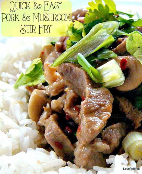 Quick Pork and Mushroom Stir Fry Chinese Chicken Stir Fry, Pork Cooking Temperature, Pork Mushroom, Cooking Light Diet, Mushroom Stir Fry, Chinese Pork, Pork Stir Fry, Cooking Bacon, Cooking Supplies