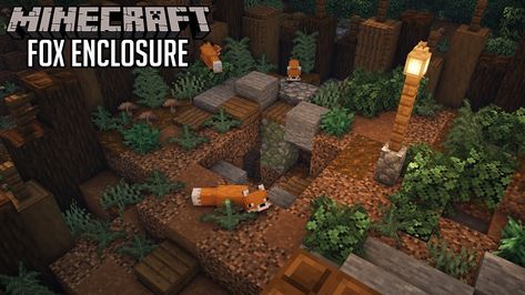 Minecraft Fox House Ideas, Minecraft Arctic Fox Enclosure, Minecraft Fox Enclosure Ideas, Ocelot Enclosure Minecraft, Wolf Enclosure Minecraft, Minecraft Fox Sanctuary, Panda Enclosure Minecraft Ideas, Llama Enclosure Minecraft, Fox Den Minecraft