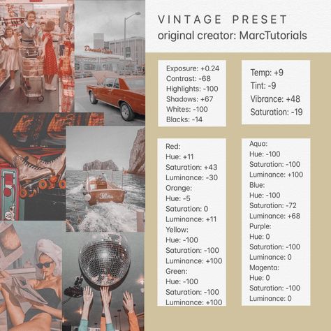 Free Lightroom preset! Originally created by MarcTutorials. #lightroom #preset #tutorial Prom Lightroom Preset, Vintage Photo Editing Lightroom, How To Edit Vintage Photos Lightroom, Lightroom Film Filter, Vintage Film Presets Lightroom, Lightroom Presets Free Vintage, Vintage Lightroom Edit, Lightroom Effects Vintage, Lightroom Vintage Editing