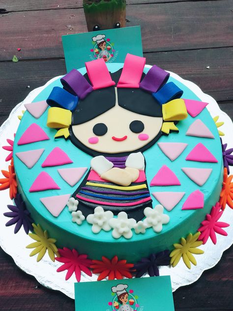 Muñequita Queretana Mexican Cake, Mexican Doll, Toddler Parties, Mexican Party Theme, Happy Birthday Candles, Mexican Party, Doll Cake, Fondant Cakes, Cakes And More