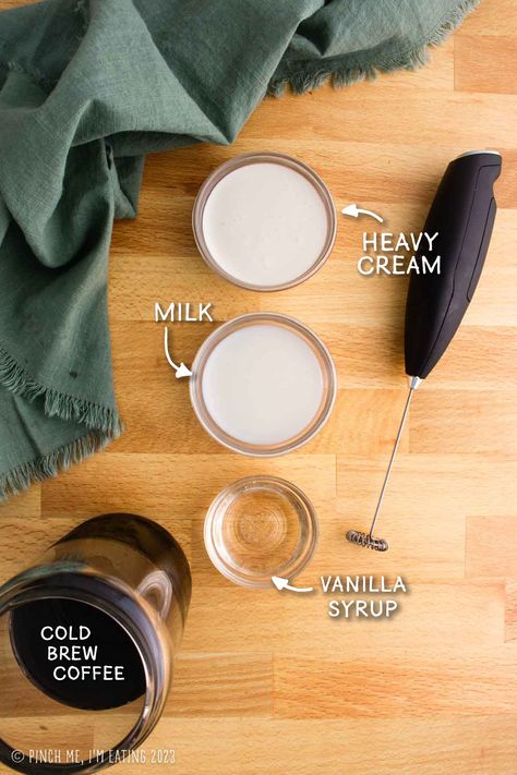 Learn how to make cold foam for coffee just like Starbucks! This DIY sweet cream cold foam recipe will take your homemade coffee shop style iced drinks to the next level. Diy Sweet Cream Cold Foam, Cold Foam For Coffee, Cold Foam How To Make, Sweet Cream Cold Foam Recipe, Foam For Coffee, Cream Cold Foam Recipe, Make Cold Foam, Cold Foam Coffee, Cold Foam Recipe