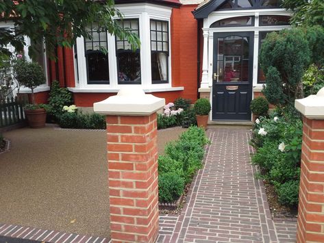 Victorian Terrace Driveway, Victorian Driveway, Driveway Ideas Uk, 1930s House Exterior Uk, Front Driveway Ideas, 1930s House Exterior, Front Garden Path, Car Driveway, Victorian Front Garden