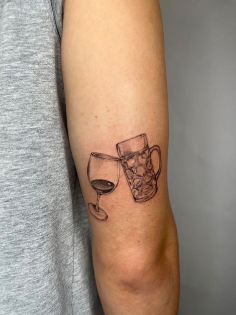 tattoo artist Mika, instagram @carrottoptattoos Mika Instagram, Wine Tattoo, Fineline Tattoo, Beer Glass, Tattoo Artist, Tattoo Artists, Wine Glass, Brooklyn, Beer