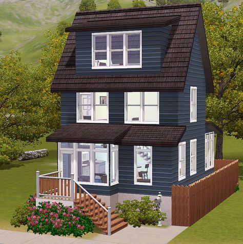 TS3 CC - Cozy cottage perfect for University lots! Sims 3 University House, Sims 3 Story Ideas, Sims 3 Tiny House, Sims 4 3 Story House, Sims 4 Small 2 Story House, Small 3 Story House, Sims 2 Starter Home, Sims4 Small House, Sims 3 Small House