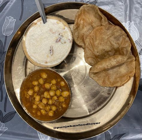 Khushpreet Kaur on Instagram: “Chhole, Khir with Puri😍 Follow : @punjabanfoodlover  NO REPOST WITHOUT PERMISSION ✖ . . What : Chhole Khir and Puri  Place : Home Food…” Khir Recipe, Chana Masala, Ethnic Recipes, On Instagram, Quick Saves, Instagram