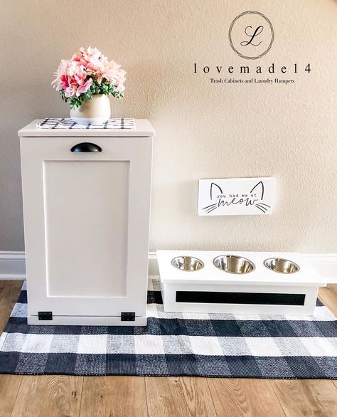 Lovemade14 on Instagram: “Our tiny pet feeders are finally listed! They are so sweet and little🌸. Everything we do is huge so these have been fun! We have 2 bowl and…” Chalkboard Door, Elevated Dog Feeder, Birch Cabinets, Stainless Steel Dog Bowls, Pet Food Storage, Food Bowls, White Panel, Stainless Steel Bowls, Dog Food Storage