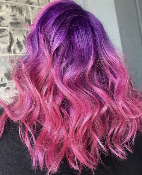 Rare Hair Colors, Pretty Haircut, Rarest Hair Color, Purple Pink Hair, Pink And Purple Hair, Pink Purple Hair, Hairdressing Training, Magenta Hair, Wow Hair Products