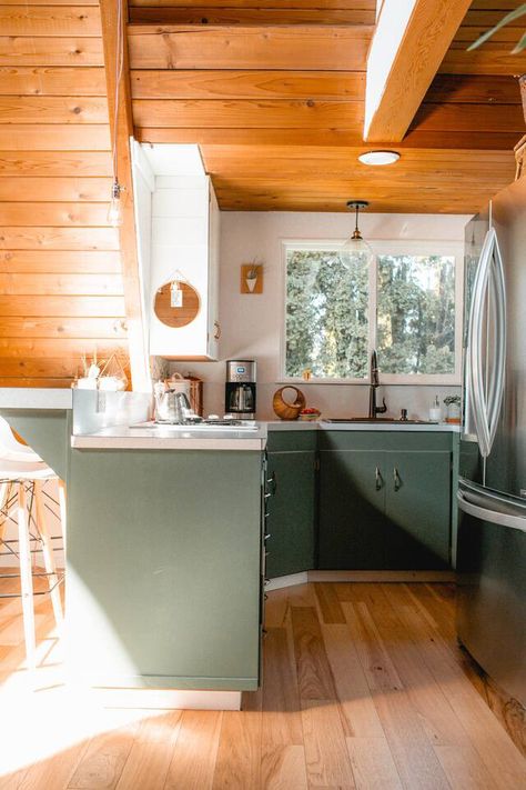 Mid Century Modern A Frame, Modern A Frame, Cabin Renovation, Hood River Oregon, A Frame Cabins, Hood River, Cabin Kitchens, Cabin Interiors, A Frame Cabin