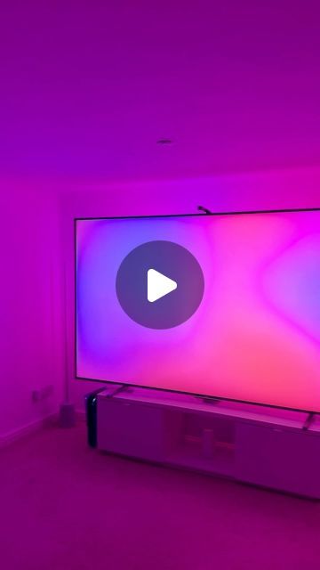 mr harry white on Instagram: "decided to upgrade my 100 inch tv with the govee lights and im obsessed 💖 my spareroom is slowly becoming a movie theatre 🍿  #asmr #asmrsounds #100inch #tv #goveelights #roomupgrade #movieroom" Tv 100 Inch, 100inch Tv, Projector Instead Of Tv, Bedroom Ideas Projector, 100 Inch Tv, Govee Lights, Lights Behind Tv, Movie Room Ideas, Led Living Room Lights