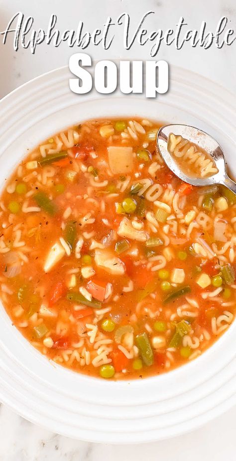 Alphabet Vegetable Soup | Serena Bakes Simply From Scratch Leftover Soup, Alphabet Pasta, Savory Dinner, Favorite Dinner, Favorite Recipes Dinner, Pasta Soup, Vegetable Pasta, Alphabet Soup, Favorite Dessert Recipes