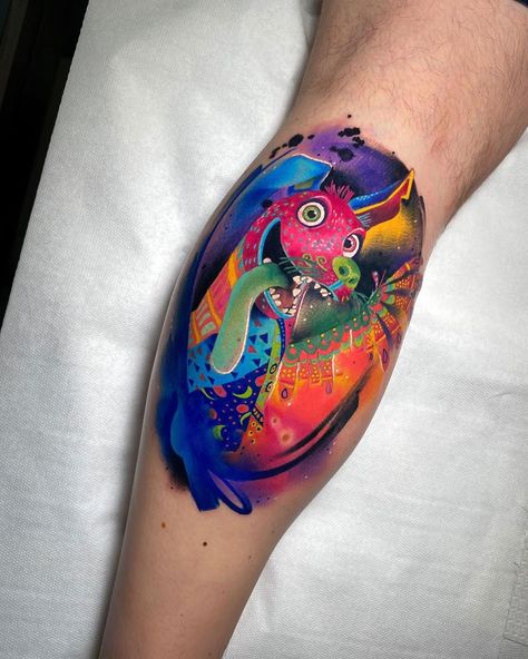 Marta Pari on Instagram: “Dante 💖 #coco” Disney Color Tattoos, Coco Tattoo Disney, Alebrije Tattoo, Coco Tattoo, Sketch Tattoos, Colorful Flower Tattoo, Tattoo Zone, Phoenix Tattoo Feminine, Coco Disney