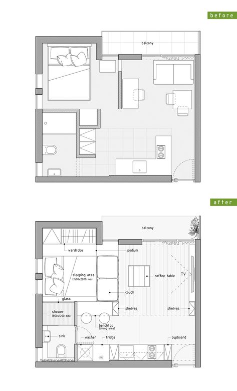 Small apartment in Melbourne on Behance 35sqm Apartment Plan, Studio Apartment Plans Layout, 24sqm Condo Design, Micro Apartment Layout, Small Apartment Plan, Small Apartment Design Layout, Small Apartment Building Plans, Studio Apartment Plan, Small Apartment Complex