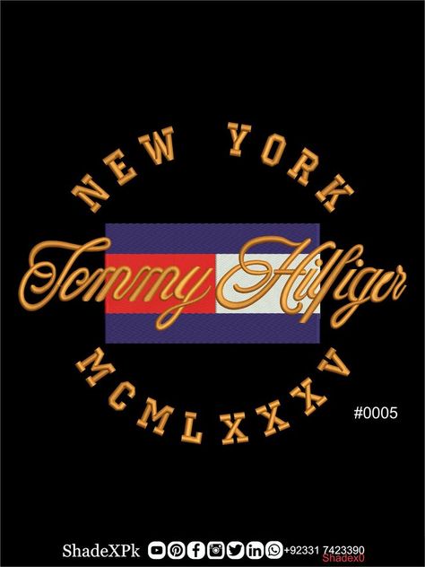 Tommy Embroidery Logo Stitch Emb Print Fashion Trend Hilfiger MCMLXXXV Tajima Barudan embellishment digitize karhai karai kadai new logo Tommy Hilfiger Logo Design, Tomy Hilfiger, Logo Desing, T Shirt Logo Design, Shirt Logo Design, Mens Jogger Pants, Men Fashion Casual Shirts, Embroidery Digitizing, Stylish Men Casual