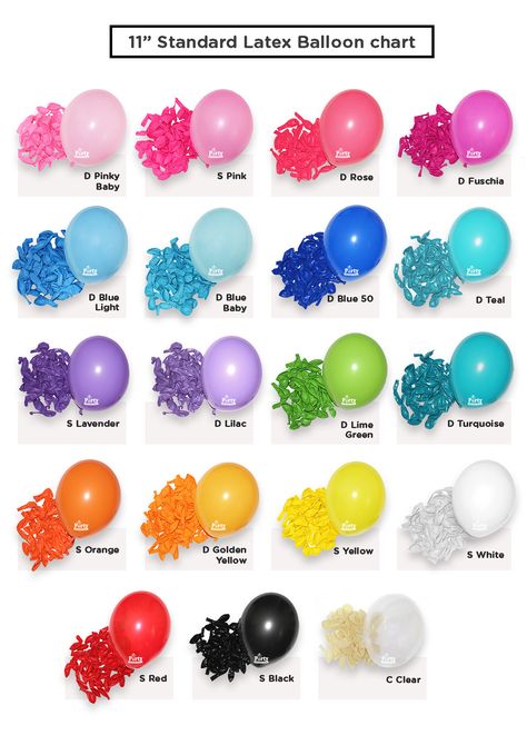 Latex Balloon Colour Chart Party Wholesale Different Types Of Balloons, Balloon Color Combinations Birthday, Ballon Color Combinations, Birthday Ballon Decorations, Balloon Combination, Party Palette, Balloon Type, Balloon Colors, Qualatex Balloons