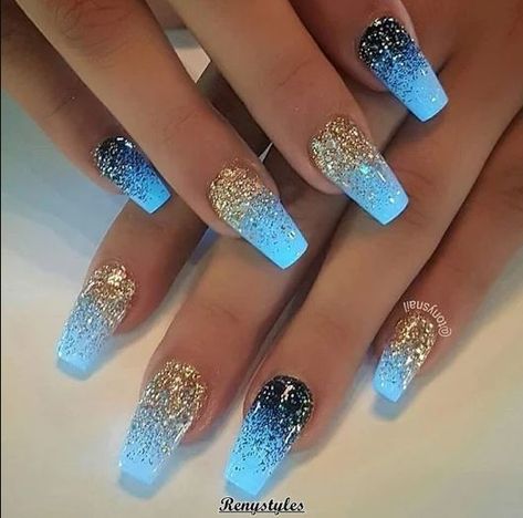 Fantastic Nails, Classy Nail Designs, Blue Acrylic Nails, Glamorous Nails, Blue Nail, Nail Designs Glitter, Unique Nails, Coffin Nails Designs, Classy Nails