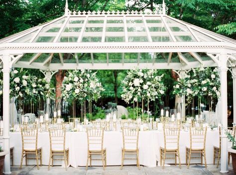 Raised Centerpieces, Spring Reception, Birmingham Wedding Venues, Gold Chairs, Birmingham Botanical Gardens, Birmingham Wedding, First Year Of Marriage, White Bridesmaid, Botanical Gardens Wedding