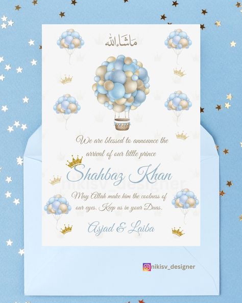 Muslim Baby boy announcement Digital card Inbox us for price details #babyannouncementcard #babyannouncments #itsaboycard #itsaboycards #birthannouncementcards #birthannouncementcard #babyborncards #babyborncard Baby Birth Announcements, Boy Announcement, Muslim Baby Names, Baby Name Announcement, Name Announcement, Box Frame Art, Invites Wedding, Baby Boy Announcement, Baby Announcement Cards