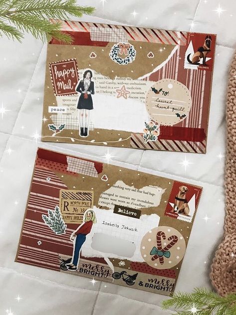 Christmas Letters Aesthetic, Christmas Penpal Letter, Christmas Penpal Ideas, Christmas Snail Mail, Penpal Letters, Snail Mail Art, Snail Mail Pen Pals, Mail Art Envelopes, Letter Ideas