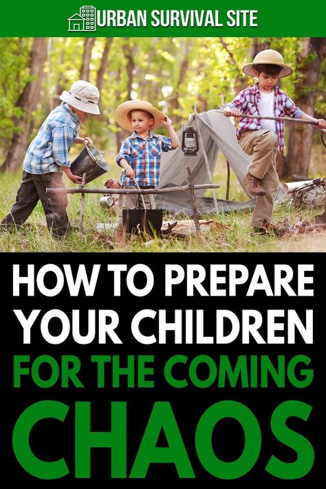 There are many ways to teach your children survival skills without scaring them. Here's how to prepare them for the coming chaos. End Of The World Survival, Doomsday Prepping For Beginners, Kids Survival Skills, Prepping For Beginners, Survival Skills Emergency Preparedness, Water Survival, Solar Energy Kits, Off Grid Survival, Doomsday Preppers