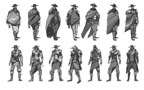 Western Pose, Western Gunslinger Art, Dnd Comics, Cowboy Character Design, The Gunslinger, Milky Tea, Soul Hunters, Figure Reference, Action Poses