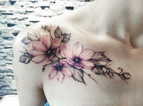 Tattoo Light, Wildflowers Tattoo, Cap Tattoo, Bouquet Tattoo, Floral Tattoos, Tattoo Flowers, Bone Tattoos, Geniale Tattoos, Shoulder Tattoos For Women