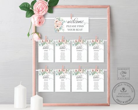 Hanging Seating, Table Seating Plan, Wedding Table Number Signs, Table Number Sign, Wedding Head Table, Wedding Seating Cards, Table Template, Wedding Seating Chart Template, Head Table Wedding