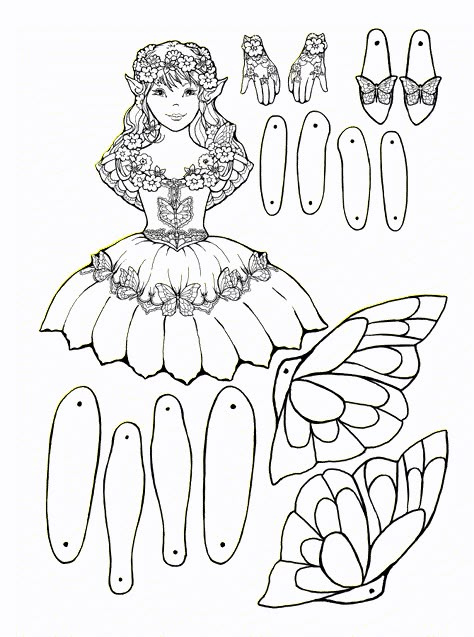 Garden Fairy Puppet  www.pheemcfaddell.com. Id like to make a fairy doll and need a pattern for wings Fairy Poems, Valentine Fairy, Jumping Jack, Paper Puppets, Paper Doll Template, Fairy Coloring Pages, Fairy Coloring, Vintage Paper Dolls, Fairy Dolls