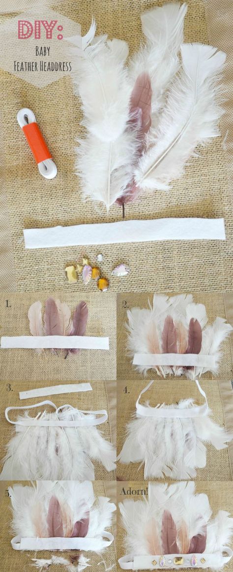 Diy Pow Wow Party, Diy Baby Costumes, Feather Headdress, Feather Headband, Fantasias Halloween, Baby Diy, Diy Headband, Flower Hats, Baby Costumes