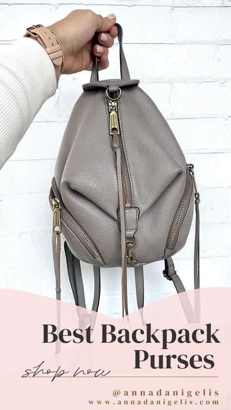 Best Backpack Purse - Rebecca minkoff mini Julian leather backpack and more affordable backpack style purses! Dress With Backpack Outfit, Crossbody Backpack Purse, Womens Leather Backpack Purse, Cute Backpack Purse, Cute Mini Backpacks Purses, Women’s Backpack Purse, Purse Backpacks For Women, Luxury Backpack Women, Chic Leather Backpack