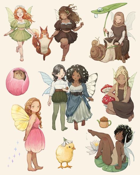 Draw Your Own Character, رسم كاريكاتير, Fairy Cottagecore, Fairy Illustration, Fairytale Art, The Hustle, Fairy Art, Creature Art, Cute Illustration