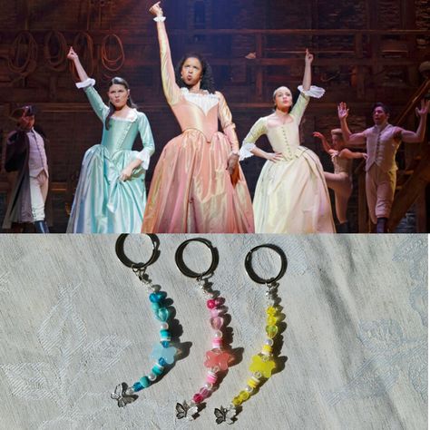 Hamilton inspired phone charm strap/keychain set  Angelica Eliza (And Peggy!) - The Schuyler Sisters Hamilton Bracelet Ideas, Hamilton Inspired Outfits, Hamilton Bracelet, Hamilton Merch, The Schuyler Sisters, Angelica Schuyler, Kermit The Frog Gif, Schuyler Sisters, Strap Keychain