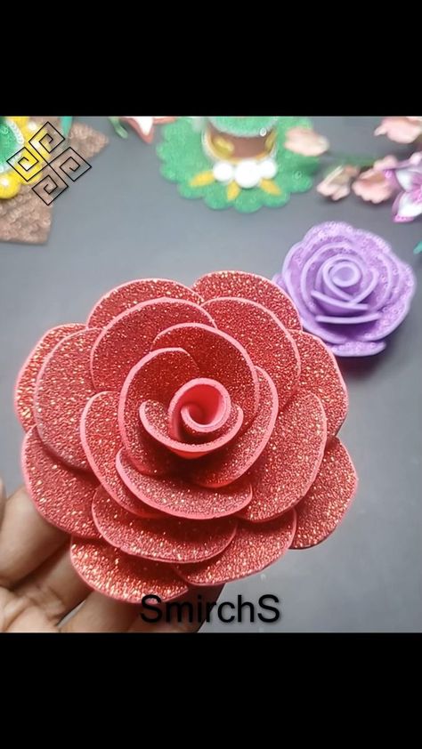 10K views · 250 reactions | Easy And Beautiful Rose Flower Making Tutorial Idea . How to make glitter foam sheet flower. Paper Crafts. Flower video. Rose flower. Eva foam pepar Crafts. DIY paper flowers. Easy paper Crafts #craft #reelsvideo | SmirchS | SmirchS · Original audio Flower Paper Crafts, Rose Flower Making, Flower Making Tutorial, Sheet Flowers, How To Make Glitter, Diy Paper Flowers, Tracker Ideas, Flowers Easy, Bullet Journal Mood Tracker Ideas