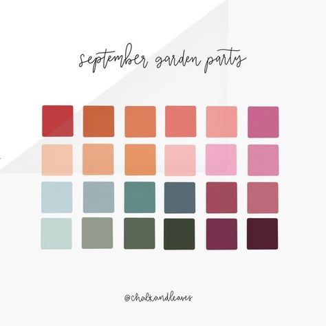 A 24-color procreate color palette inspired by a September garden party. This palette will ONLY work for procreate, as it is a swatch file. *****PREVIEW PHOTO has a protective cover in order to prevent copying/screenshotting without purchasing the palette. The actual palette will be the full colors!***** I spend a lot of time making sure each of my palettes is perfect so that all of you can have nicely-curated palettes at your fingertips. This listing includes one .swatch file which you can down September Palette, September Color Palette, September Garden, Color Palets, September Colors, The Office Stickers, Procreate Color Palette, Colour Swatches, Palette Inspiration