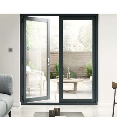 Double Door To Patio, Glass Double Doors Exterior, Hinged French Patio Doors, French Doors Aluminium, Modern Black French Doors Exterior Patio, Fiberglass French Doors Patio, Double Door Balcony, Black Aluminium French Doors, Glass Doors For Balcony