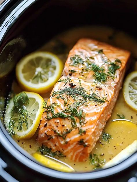 Slow Cooker Salmon 2 Crockpot Salmon, Salmon Packets, Mango Salmon, Crockpot Recipes For Two, Slow Cooker Salmon, Frozen Salmon, Steamed Asparagus, Lemon Salmon, Salmon Seasoning