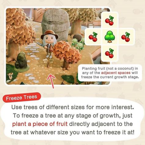 Punchy’s Show on Instagram: “@8bitbish has just shared some amazing ideas that I had no idea I could even do! - small tree season!! 💓✨ #acnh #acnhpattern #acnhdesigns…” Collaboration Post, Animal Crossing Builds, Acnh Guide, Landscape Tips, Gaming Tv, All Fruits, Fruit Plants, Natural Landscapes, Coconut Tree