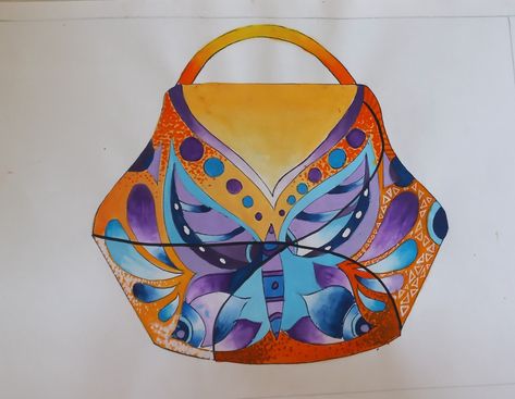 Design for intermediate exam Design For Intermediate Exam, Purse Design, Water Colour, Traditional Design, Purse, Paintings, Water, Design