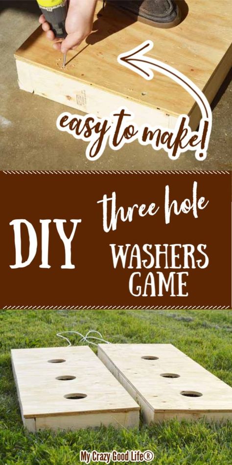 Washers Game Diy, Washer Game Board, Toss Game Diy, Washer Boards, Washer Toss Game, Washers Game, Washer Toss, Summer Party Games, Diy Yard Games