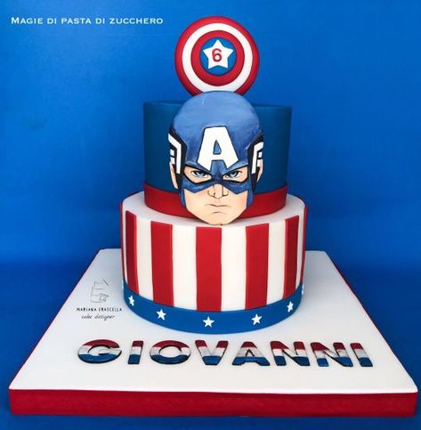 Captain America Birthday Cake, Captain America Birthday Party, Superhero Cakes, Captain America Cake, America Cake, Captain America Birthday, Marvel Cake, Superhero Birthday Cake, America Birthday