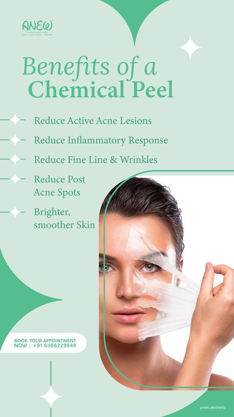 "Benefits of a chemical peel" Drop by for consultation to know more. For appointments:- 📞+91 6366 229 949 📍 Bangalore • Goa • Maldives #anewcosmeticclinic #anew #banshankari #goa #maldives #skintightening #beautysecrets #youthfulskin #aestheticclinic #youngerlook Chemical Peel Aesthetic, Chemical Peel Benefits, Skin Care Design, Website Quotes, Quotes For Business, Skin Aesthetics, Cosmetic Clinic, Chemical Peels, Aesthetic Clinic