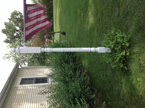 Painted our flag post white Homemade Garden, Creative Craft, Flag Decor, Flag Pole, Deck Design, Outdoor Ideas, Walkway, Garden Planning, Creative Crafts