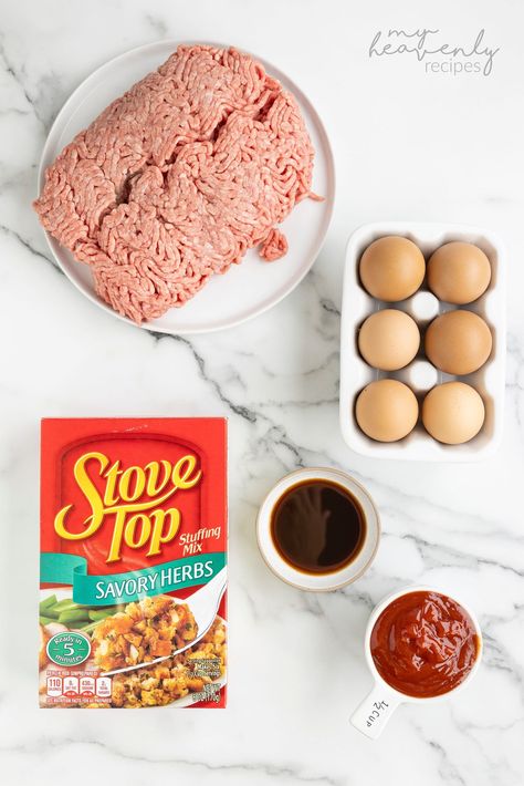 Stove Top Stuffing Meatloaf Recipe Stovetop Stuffing Meatloaf, Meatloaf With Stove Top Stuffing, Stove Top Stuffing Meatloaf Recipes, Stuffing Mix Recipes, Quick Easy Meatloaf Recipe, Stove Top Meatloaf, Dinner Hacks, Stuffing Meatloaf, Stove Top Stuffing Meatloaf