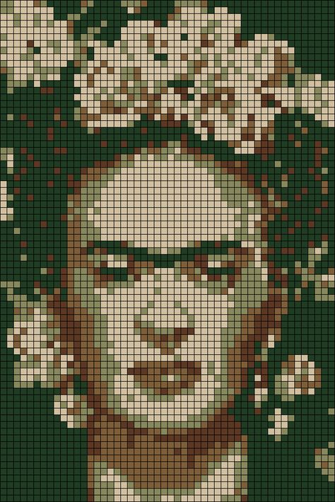 Frida Kahlo Cross Stitch Pattern Free, Mona Lisa Alpha Pattern, Frida Kahlo Alpha Pattern, Mona Lisa Cross Stitch, Alpha Patterns Tarot, Klimt Cross Stitch Pattern, Crochet Fairy, Pixel Crochet, Form Crochet