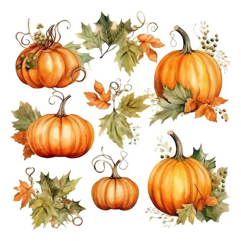 Pumpkin Leaves Drawing, Vintage Pumpkin Illustration, Pumpkin Clip Art, Pumpkins And Leaves, Planner Designs, Planting Pumpkins, Pumpkin Illustration, Watercolor Pumpkin, 2024 Planner