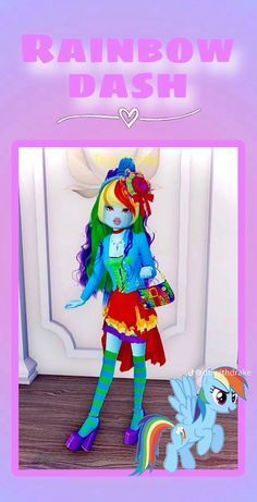 Dti Outfits Rainbow Dash, Rainbow Dash In Dti, Rainbow Dti Outfit, Unicorn Dress To Impress, Rainbow Dress To Impress, Cake Flavours Dti Outfit, Rainbow Dash Dress To Impress, Mlp Dress To Impress, My Little Pony Dress To Impress