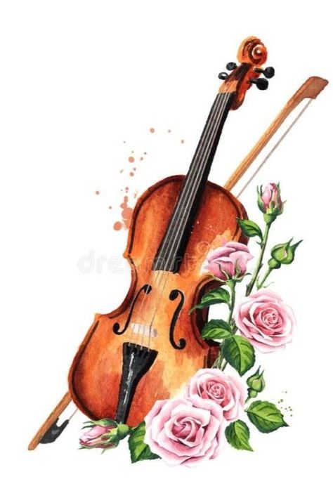 Violin Watercolor Painting, Patings Art Ideas, Watercolor Violin, Violin Wallpaper, Violin Drawing, Hand Art Projects, Violin Tattoo, Violin Poster, Music Art Painting