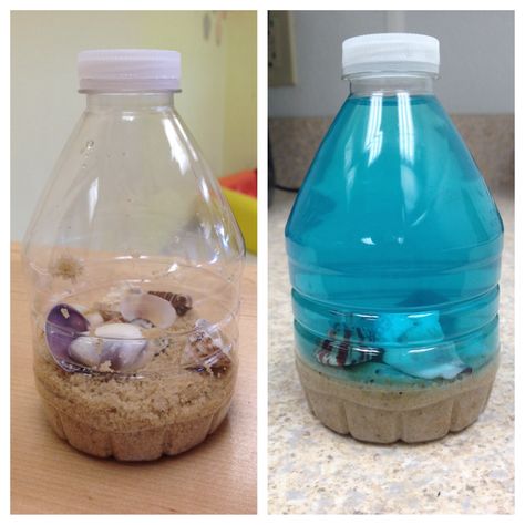 Ocean in a bottle activity Tide Pool In A Bottle Craft, Ocean In A Bottle, Water Crafts Preschool, Summer Camp Crafts, Art Activities For Toddlers, Mermaid Diy, Toddler Arts And Crafts, Christian Crafts, Preschool Arts And Crafts